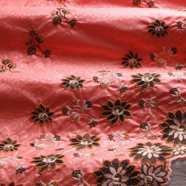 Bazin Brodé salmon - gold