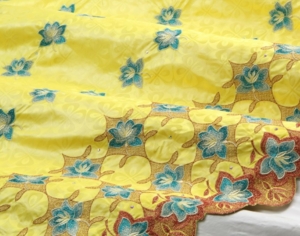 Bazin Brodé yellow teal