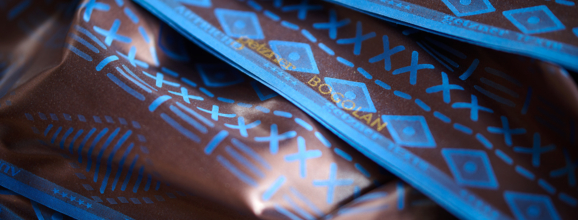 Bogolan in blau und braun