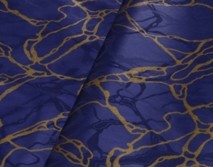 Getzner Doré indigo blue with gold print