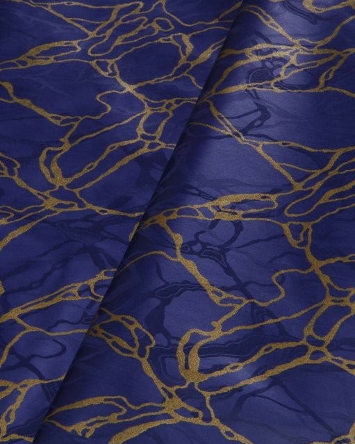 Getzner Doré indigo blue with gold print