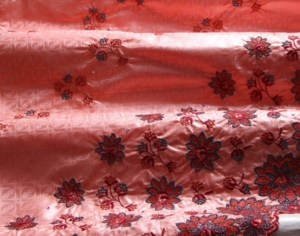 Bazin Brodé salmon - burgundy