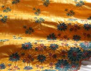 Bazin Brodé orange - teal