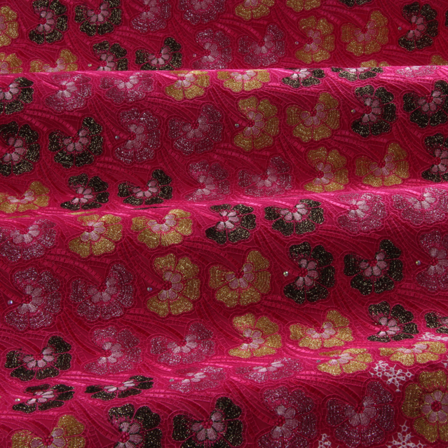 Embroidery pink-rose-gold-silver-golden brown lurex