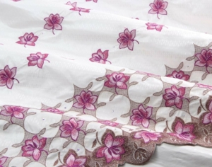 Bazin Brodé ivory pink