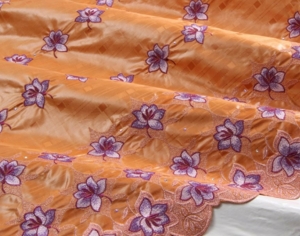 Bazin Brodé orange lilac