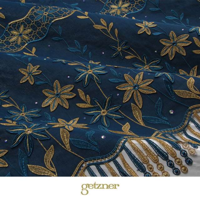 Embroidery petrol-gold