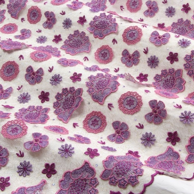 Net Lace cream-lilac