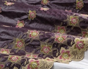 Bazin Brodé eggplant gold