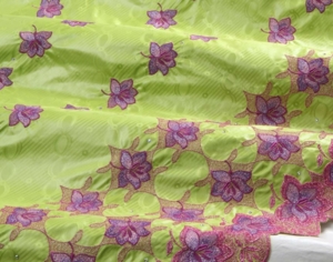 Bazin Brodé green pink