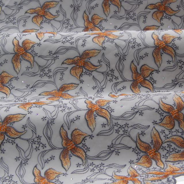 Embroidery grey-orange