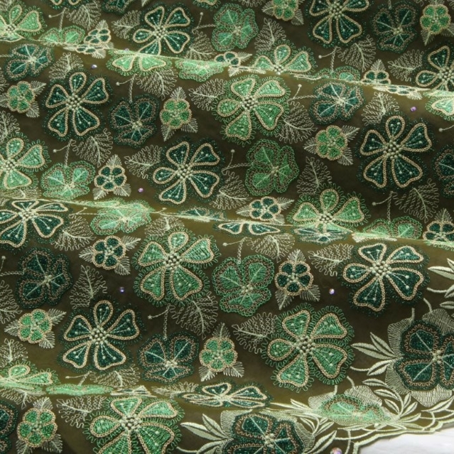 Embroidery olive-green