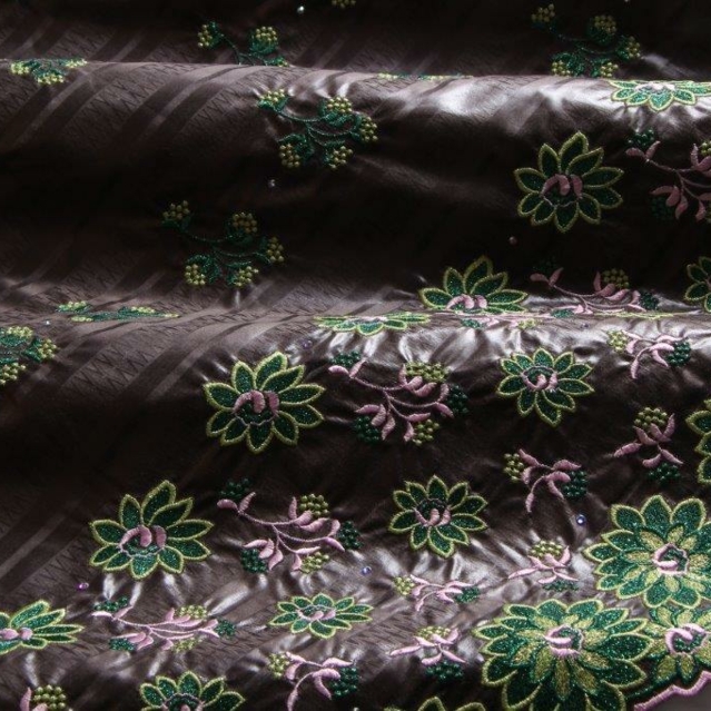 Bazin Brodé brown-green