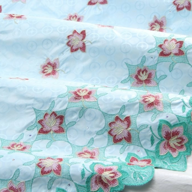 Bazin Brodé light blue turquoise