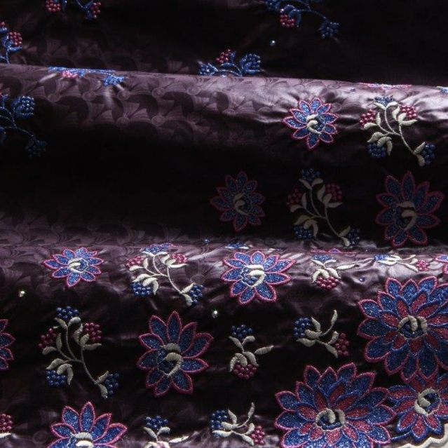 Bazin Brodé eggplant . lilac