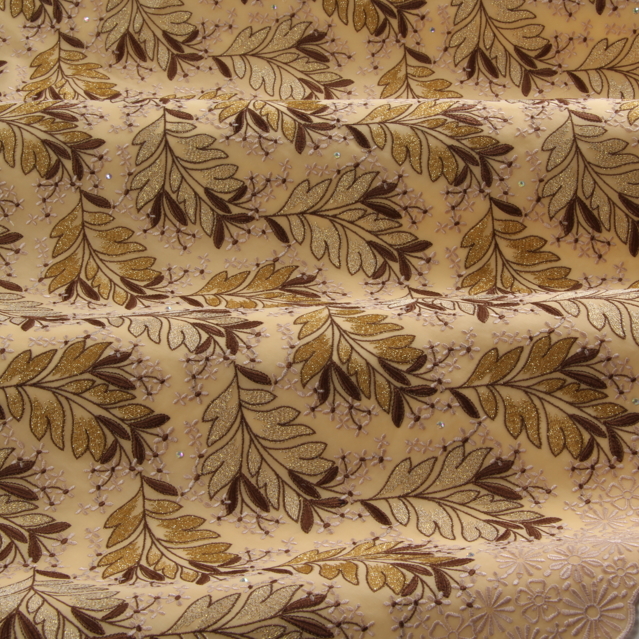 Embroidery caramel-brown-gold lurex