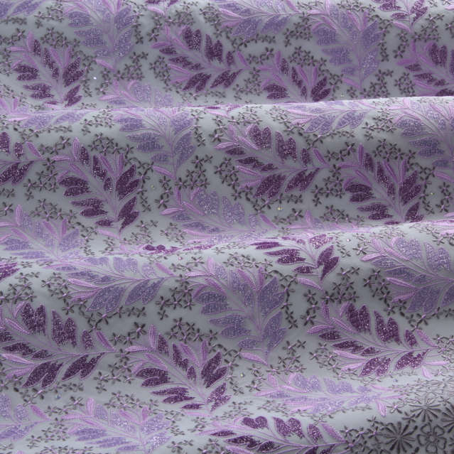 Embroidery grey-lavender-purple lurex
