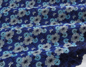 Embroidery blue-dark blue-light blue-silver lurex