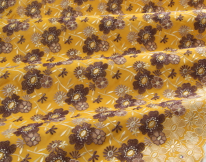 Embroidery mustard yellow-beige-light eggplant- eggplant lurex