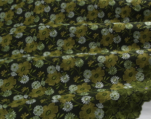Embroidery darkgreen-green-off white-gold green lurex